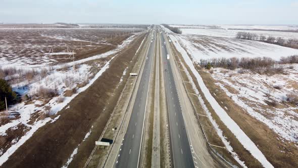Large Highway View From a Height From a Quadrocopter