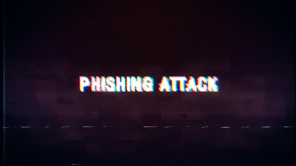 Phishing Attack text with glitch retro effect alt