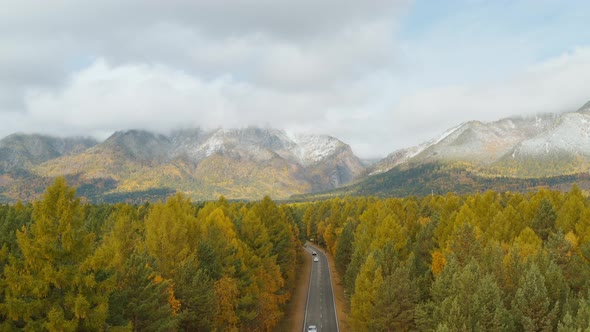 Drone footage above a majestic valley Eastern Sayan Siberia Buryatia Arshan alt