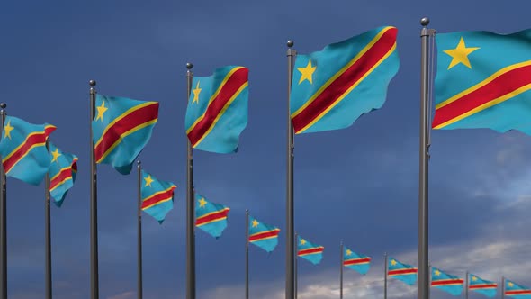The Democratic Republic Of The Congo Flags Waving In The Wind  - 2K alt