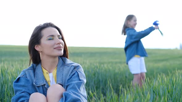 Happy Family and Children are Resting alt