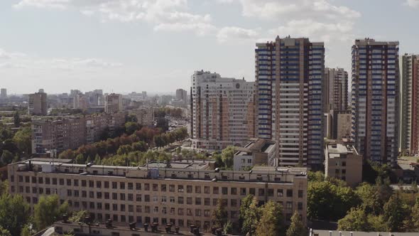 Drone Shot of Residential Quarters of Kharkov City on Sunny Summer Day alt