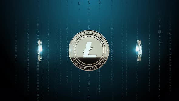 Set 5-7 Rotating LITE Cryptocurrency Background 4K