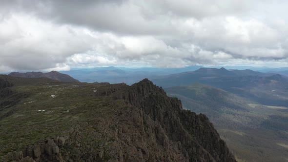 Summit of Mount Field West, Mount Field, Tasmania, Australia Aerial Drone 4K