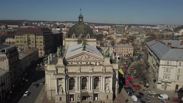 Opera and Ballet Theatre and View of the Historic Center of Lviv, Ukraine alt