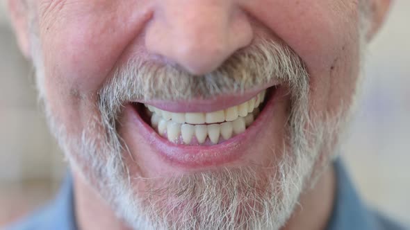 Close Up Of Mouth Of Smiling Old Man Stock Footage Videohive