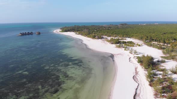 Aerial View Tropical Coastline Exotic Hotels and Palm Trees By Ocean Zanzibar alt