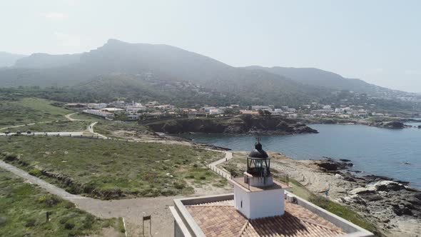 Aerial View of Lighthouse in Port De La Selva Catalonia Spain