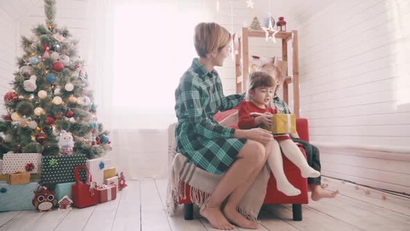 Family Celebrating Christmas on a Clear Sunny Morning alt