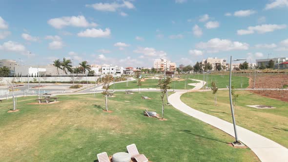 playground in the morning at southern district city in israel named by netivot alt