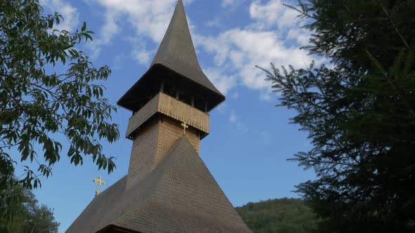 Wooden  Vodita monastery located in western Romania Mehedinti county 4K 2160p UHD video - Unique Vod