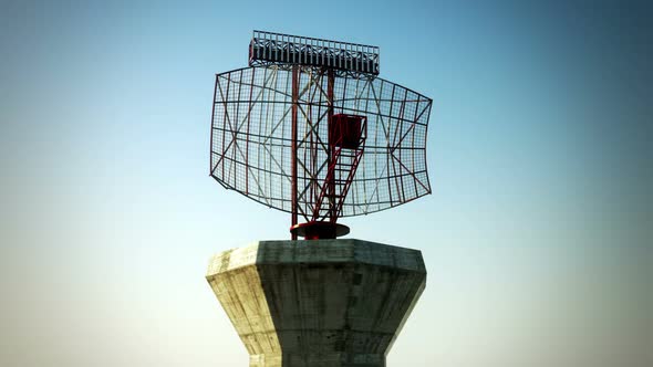 Animation of a rotating radar controlling airport communication. Loopable. HD alt