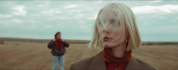 Young Woman on Autumn Field alt