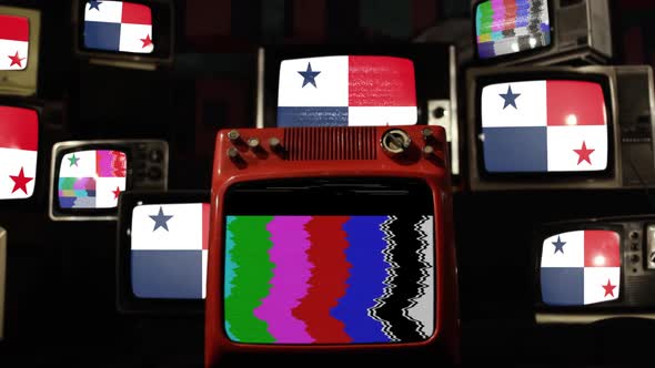Flag of Panama and Retro TVs. alt