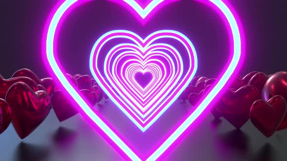 Valentine Heart Neon 02 4k 