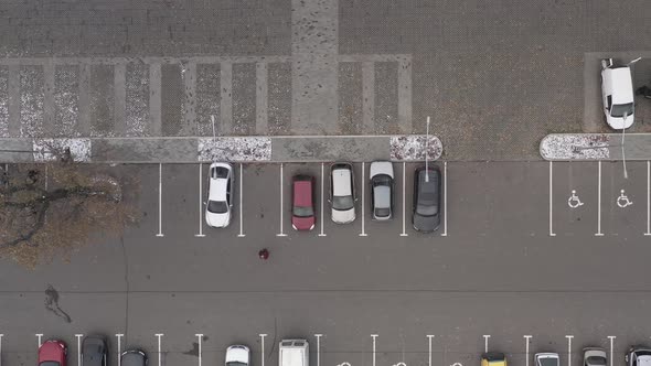 Handicapped Parking for People with Disabilities in Car Parking Lot  Aerial Shot alt