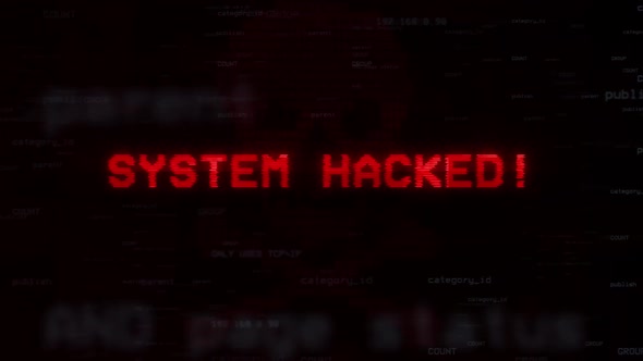 System Hacked Warning Notification Generated on Digital System Security Alert Error Message. alt