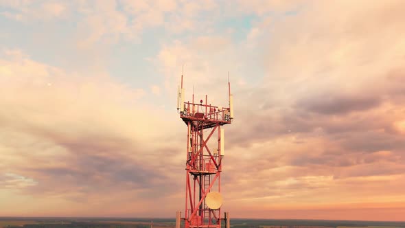 Telecommunication Tower with Cellular Communication Antennas Telecom Equipment alt