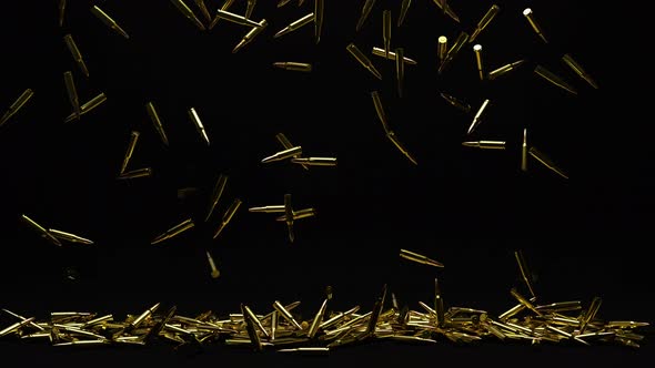Realistic 3D Rendered Grendel Bullets Falling On Floor Into A Pile