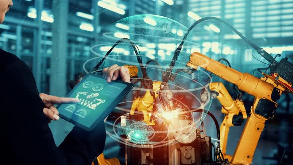 Smart Industry Robot Arms Modernization for Digital Factory Technology alt