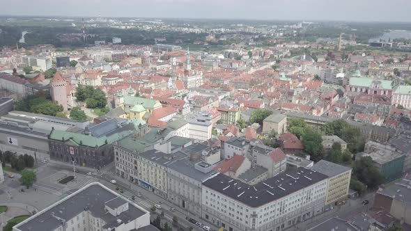 Aerial view of Poznan cityscape. City center high modern buildings block houses, Architecture Poland
