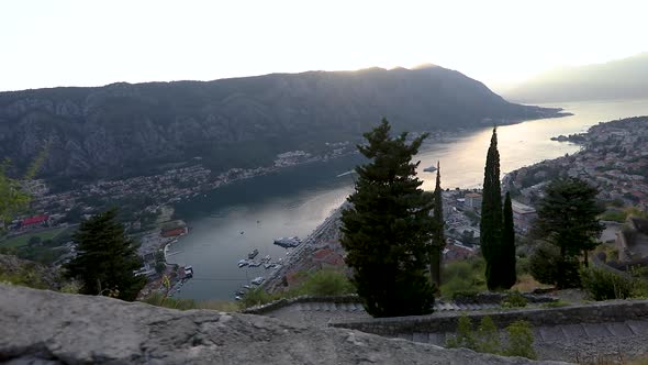 City of Kotor in Montenegro seen from the top of a hill alt