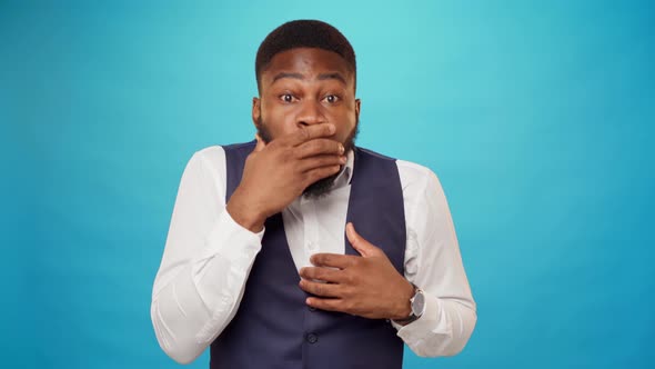 Amazed African American Business Man Shocked alt