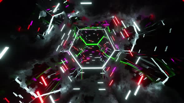 Vj Loop Sci Fi Hexagonal Neon Tunnel 4K ProRes alt