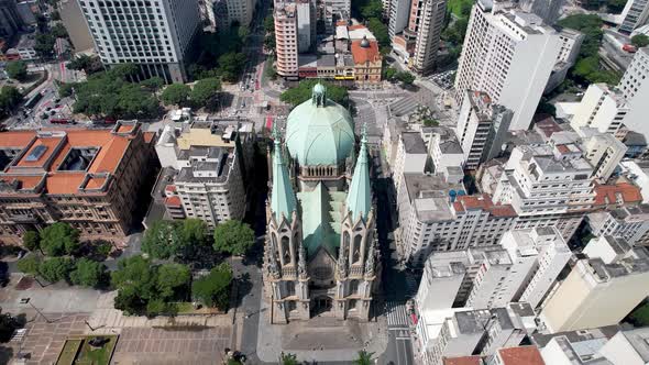 Metropolitan Cathedral of Sao Paulo at Sé Square ground zero downtown Sao Paulo alt