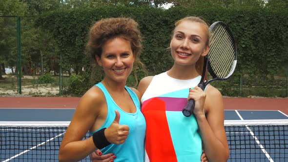 Two Tennis Girls Smiling at Camera alt