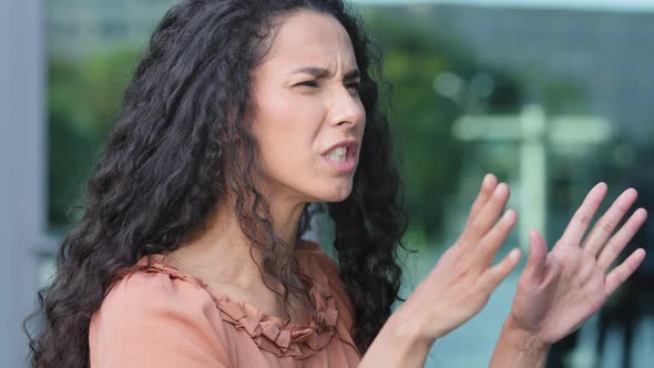 Angry Aggressive Negative Hispanic Young Woman Millennial Upset Brunette Girl Feeling Irritated Rage alt