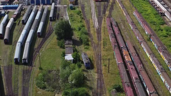 Slow pace locomotive aerial view