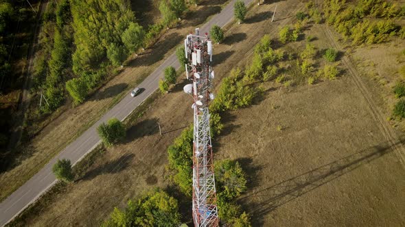Telecom Tower Witn 4G Network Telecomunication Base Station alt
