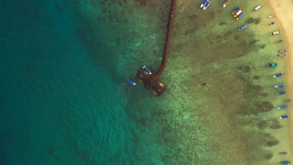 Aerial view of the jetty in Perhentian Islands in the morning