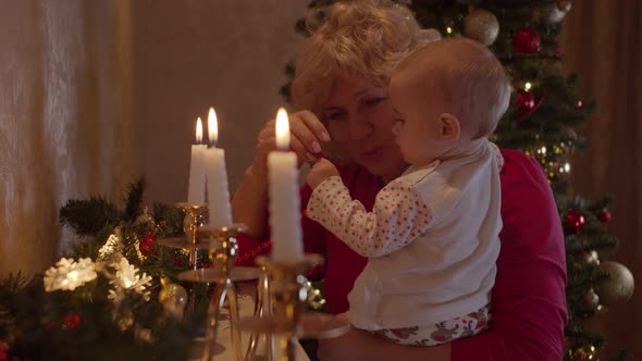 Grandmother with Her Granddaughter Celebrating Christmas