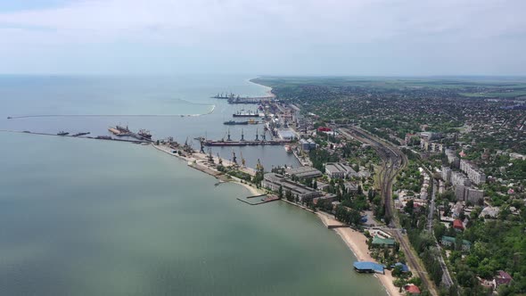 Aerial view of the seaport. Mariupol