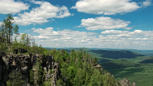 Landscape with Clouds Floating Across Sky Green Mountains alt