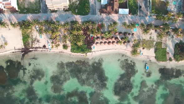 aerial view of Mahahual beach in Mexico alt