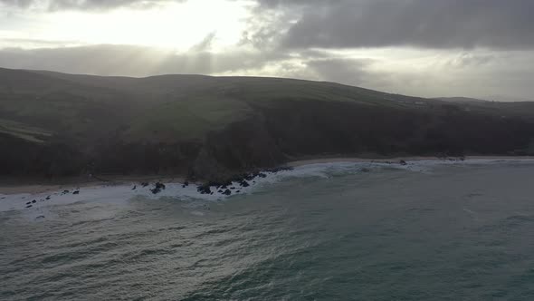 Aerial View Kinnagoe Bay County Donegal Ireland alt