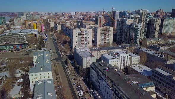 Calm Aerial View in Old Russian City at Sunny Day