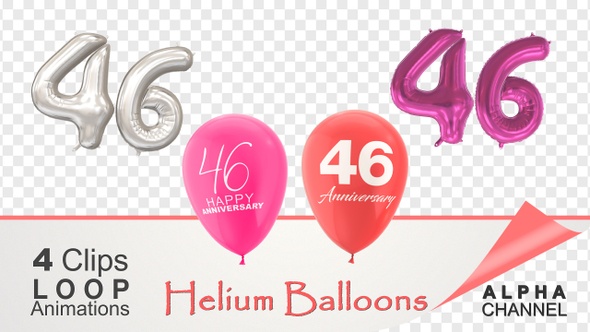 46 Anniversary Celebration Helium Balloons Pack