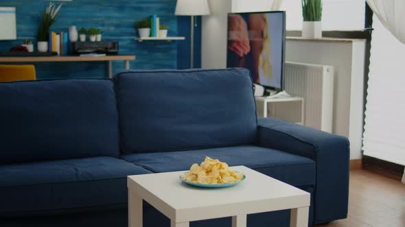 Modern Living Room with Nobody in with Blue Furniture alt