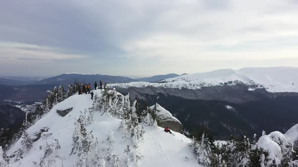 On Top Of The Mountain In The Winter 