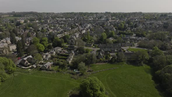 Chipping Norton Town in England Cotswold Aerial View Spring Season