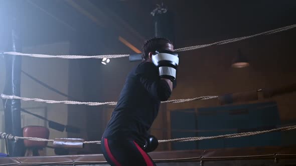 Female Boxer Training in the Dark Ring alt