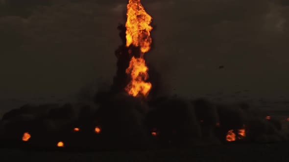 Realistic 3d Animation Formation Fx Fire Tornado. Background Nature Storm Scene.