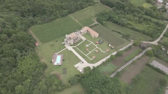 Babaneuli, Georgia - June 15 2021: Aerial view of Babaneulis Marani Hotel alt