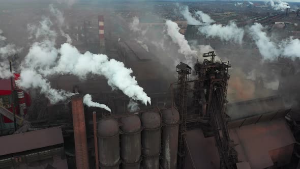 Industrial City of Mariupol Ukraine in the Smoke of Industrial Plants and Fog alt
