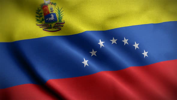 Venezuela Flag Closeup Blowing In Wind alt
