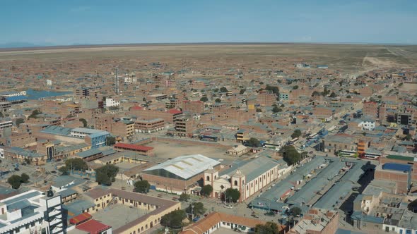 Aerial view City of Uyuni desert in Bolivia 4K